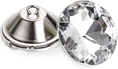 Miniatura 8 de OwnMy 50 botones de cristal de diamantes de imitación de 0.984 in, botones transparentes de tapicería con botones de lazo de metal para coser sofá,