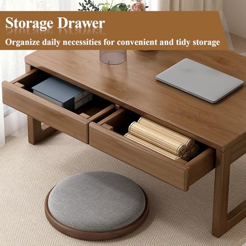 Table pour ordinateur portable basse avec grand rangement fermé