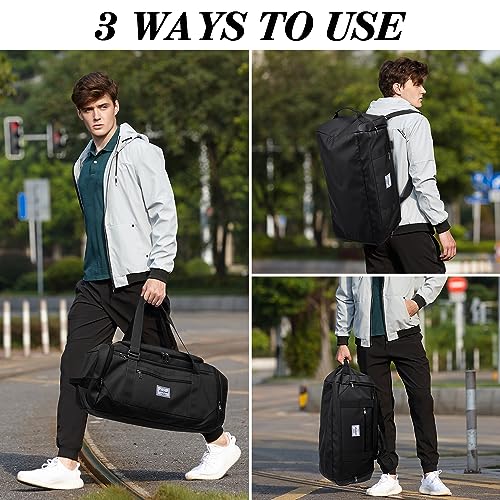 Image of Laripwit Gym Bags for Men, 40L Medium Sports Travel Duffel Bag with Shoe Compartment & Wet Pocket Lightweight Gym Duffle Bag Backpack Multipurpose Weekender Overnight Backpack for Women, Black