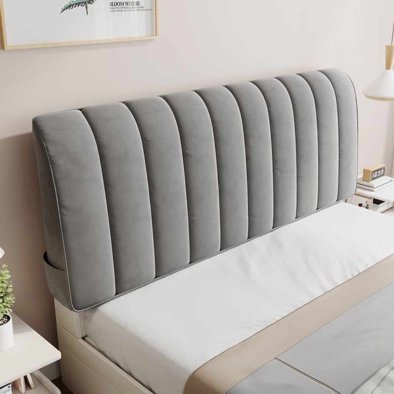 SSWH Anti-Collision Quilted Headboard Cover Thicken Dustproof Bed Head Cover Removable All-Inclusive Headboard Protector For King Quee Bed(Size:180CM/71IN,Color:Ash)