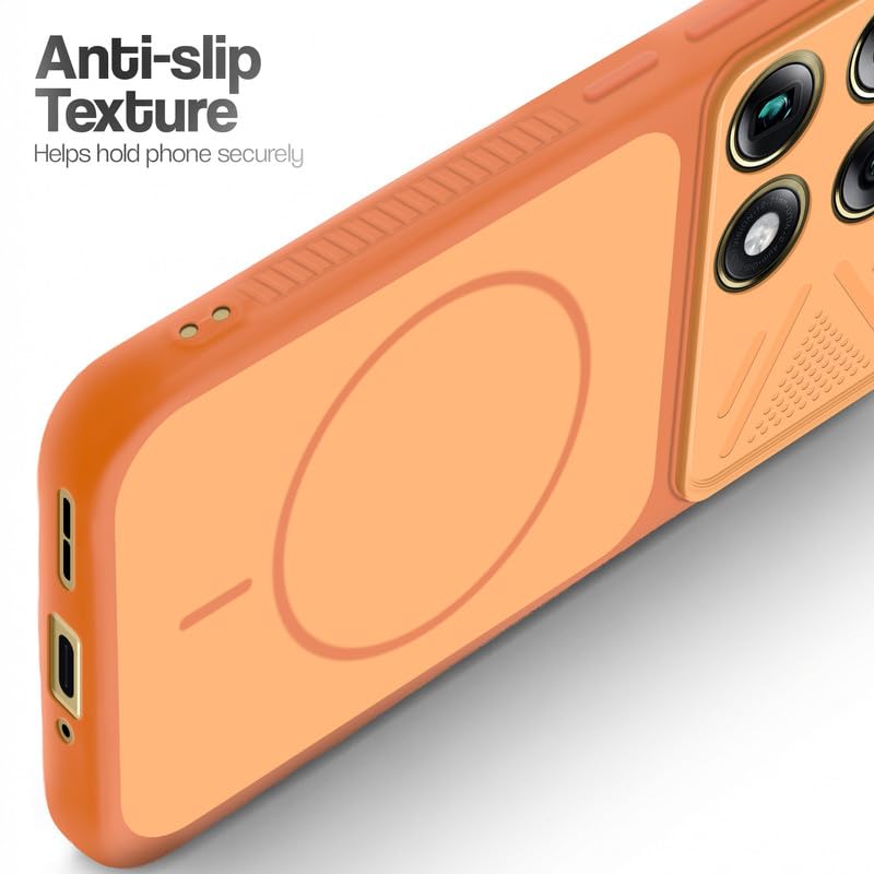 Image of Mr. Case Back Cover for Motorola Signature | Ring Design Protective Case with Camera Cut Protection | Anti Slip Grip | Shockproof Mobile Cover - Orange