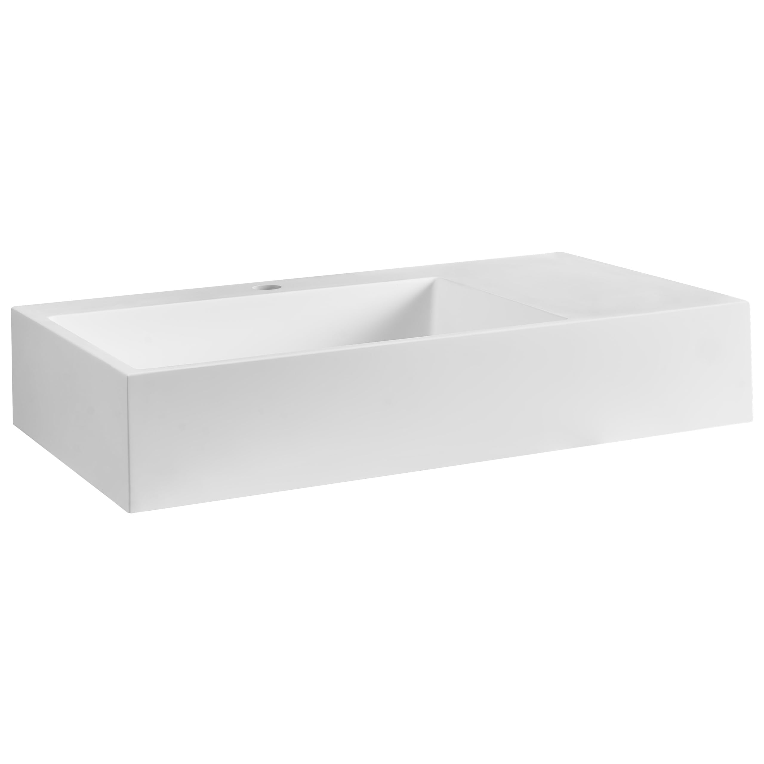 Lavabo suspendido de pared clásico rectangular fundición mineral acabado mate 75 x 43 cm blanco Cusco