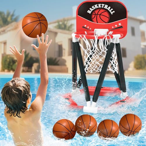 Pool Basketball Hoop Toys, Floating Basketball Hoop Pool Game wit...