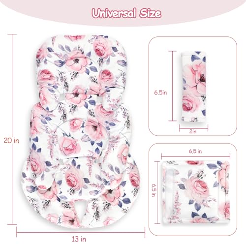 Image of SWESEN Infant Car Seat Insert with 2 Strap Pads, Super Soft Carseat Head and Body Support for Baby Boys and Girls, Reversible Newborn Car Seat Insert Cushion for Strollers, Bouncers, Swing, Floral