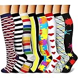 CHARMKING Compression Socks for Women & Men (8 Pairs) 15-20 mmHg Graduated Copper Support Socks are Best for Pregnant, Nurses - Boost Performance, Circulation, Knee High & Wide Calf (S/M, Multi 10)