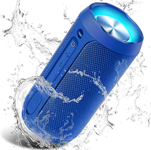 Bluetooth Lautsprecher Tragbarer, TWS Verbesserter IP67 Wasserschutz, 24 Watt Wireless 360° Sound Kabelloser Lautsprecher mit eingebautem Mikrofon, für iOS, Android, TV - Blau