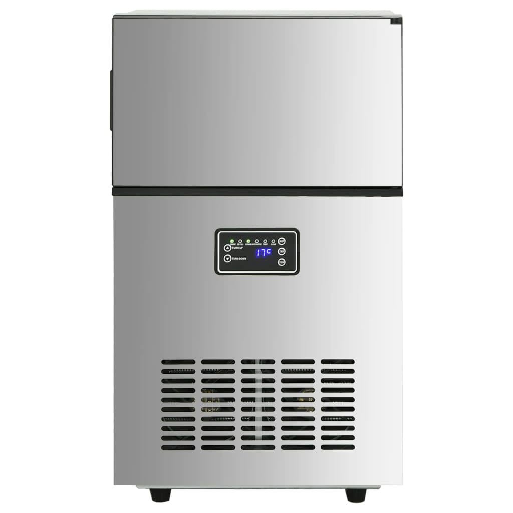 Máquina de cubitos de hielo Silbern 45 kg/24 h de acero inoxidable con compresor para el hogar, fiesta, comedor y restaurante, fabricación de hielo rápida, funcionamiento silencioso