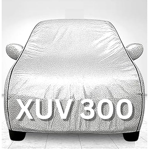 Image of 100% Waterproof Car Cover for XUV 300 UV Protection, Dustproof, Windproof | Custom Fit with Mirror Pockets, Belt & Buckle | All Weather Outdoor Body Cover(Silver)