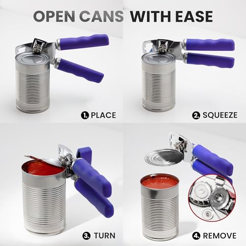 Image of Zulay Kitchen Manual Can Opener Heavy Duty Patented Stainless Steel, Purple
