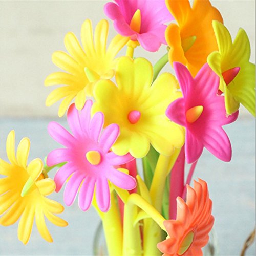 Gathere 30 Pcs Multicolors Novelty Cute Flower Ballpoint Writing Gel Pen Set Silicone Creative Ink Pens For Office School (0.5Mm, Black) #TOP4