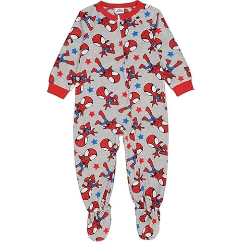 Royal Boys One-Piece Fleece Pajamas - Zip-Front, Flame Resistant, Loose Fit, Cozy Winter Sleepwear for Toddlers (US, Age, 18 Months, Spider) Cover