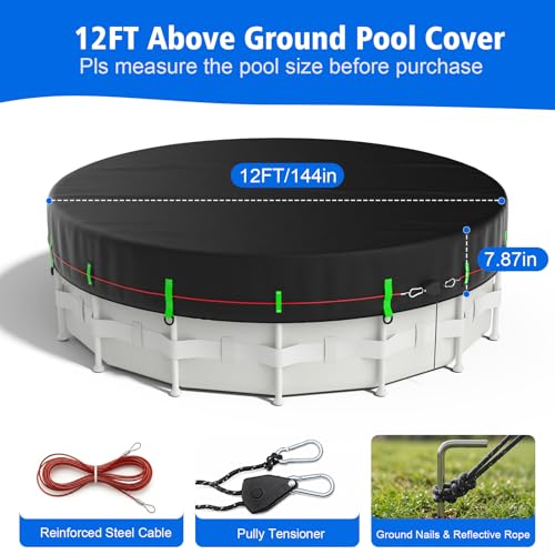 Cobertor redondo para piscina de 12 pies resistente 420D miniatura 2