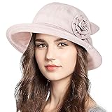 Women's Foldable Floral Bucket Hat Wide Brim Derby Church Wedding Fascinators Cloche Bowler Sun Hat