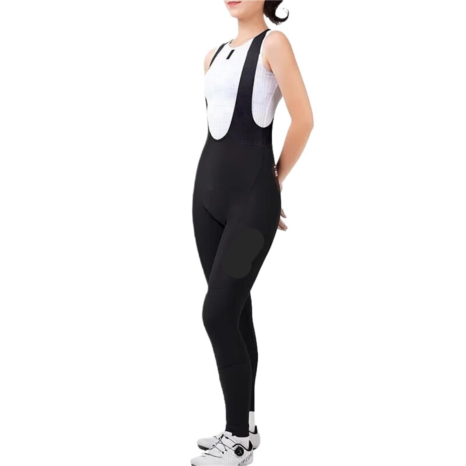 Fleece Rad Trägerhose Damen-Radhose, Winter-Thermofleecehose, mit Trägern, hohe Elastizität, lang