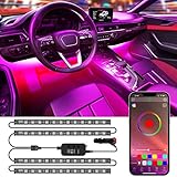 orahon Car LED Lights,Smart App Control,RGB Inside Car Lights DIY Dynamic Color Music Mode 4Pcs Stri