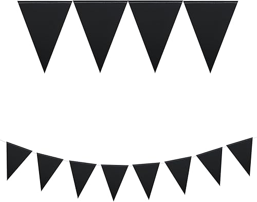 Miniatura 5 de Meetppy Banderines negros de 30 pies, 48 unidades, banderines de papel triangulares, banderines para gran apertura, decoración de boda, decoración