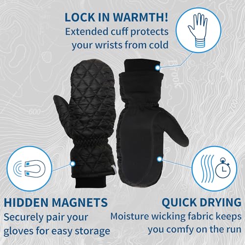 TrailHeads Touchscreen Quilted Running Mittens for Women | Insulated Hand Protection - Medium - Image 3