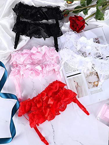 4 Pairs Valentine's Day Women Lace Garters Floral Bow Knot Wedding Garter Bridal Leg Ring Garter With 4 Colors #TOP4