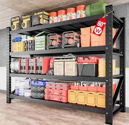 Image of 5000LBS Heavy Duty Garage Shelving Units,60 inch Wide & Deep Storage Shelves,Metal Garage Shelves,Large Storage Rack,Steel Shelf,Industrial Shelving for Shop,Warehouse,Basement,60 inch W x 24 inch D x 70 inch H