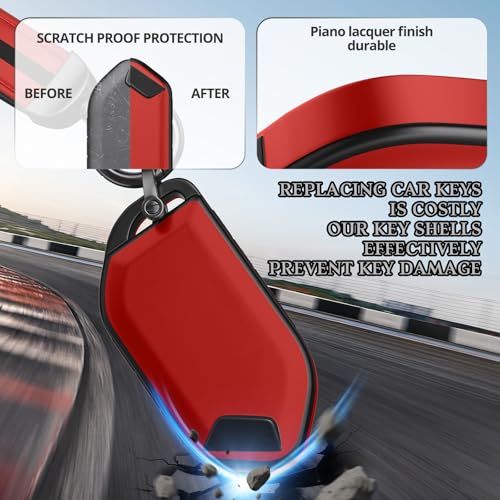 Image of for Kia Key Fob Cover Accessories,Matte TPU Material, with a Cute Leather Keychain,for Telluride,Carnival,K5 gt line,K5,Forte,K4,Sorento, Sportage and Other Models. (Matte Red, Model-1)