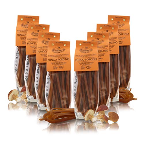 Antico Pastificio Morelli 1860 Srl Tagliatelle con Boletus, Pasta Italiana De Sémola De Trigo Aromatizada - Lote De 8 x 250g
