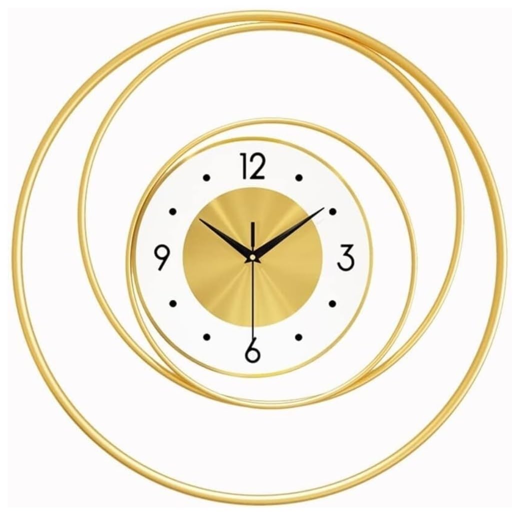 MYUYEE Farmhouse Vintage Clock Silent Art Wrought Iron Wall Clocks Non-Ticking Clock Modern Round Gold for Living Room for Bedroom Office,One Color-50 * 50cm (One Color-50 * 50cm)