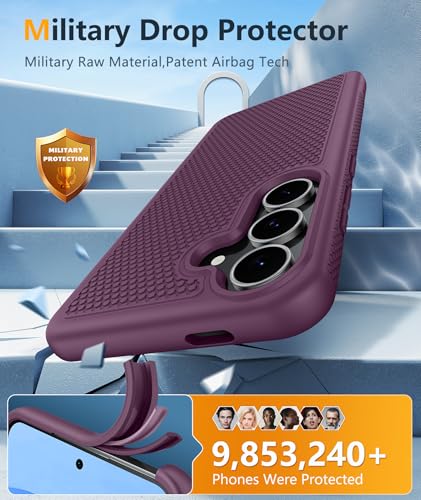 Image of FNTCASE for Samsung Galaxy S25 FE Case: Shockproof Protective Lightweight with Screen Protector Duty Rugged Cell Phone Cover Non Slip | Military Grade Drop Protection for S25FE(Burgundy, 6.7inches)