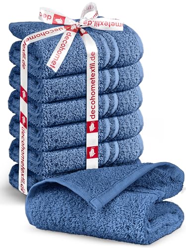 DecoHomeTextil Handtuch-Set 6 Gästetücher 30 x 50 cm in Blau aus 100%...