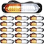 16 Pack Emergency Strobe Lights 12 LED White Amber Flashing Caution Light Surface Mount Hazard Warning Light Bar Grille Light Head Emergency Beacon for Trucks Construction Vehicles Lorry SUV