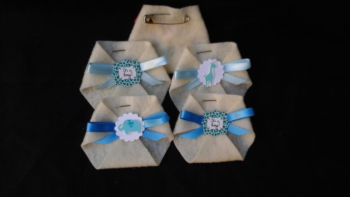 Baby Shower Game 24pack Dirty Diaper Game Blue Safari Jungle Safety Pins Incl.