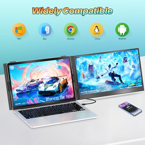 Image of 14 inch Laptop Screen Extender Ultra-Thin, Lightweight Portable Dual Laptop Monitor Extender with Speaker, FHD 1080P Travel Display, Plug & Play, HDMI /USB-A /Type-C for Laptops, Works with Win /Mac /Android