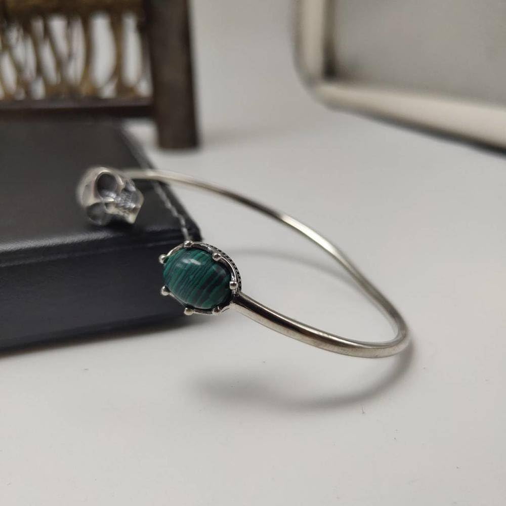 Brazalete S925 Plata Esterlina Retro Pulsera Ajustable Hombre Cráneo Malaquita Pulsera Mujer Mano Joyería Moda Personas Simple Cien con