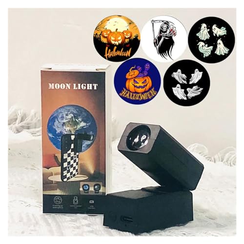 Veilleuse LED Halloween de projection murale Terre Lune sans fil USB - 7