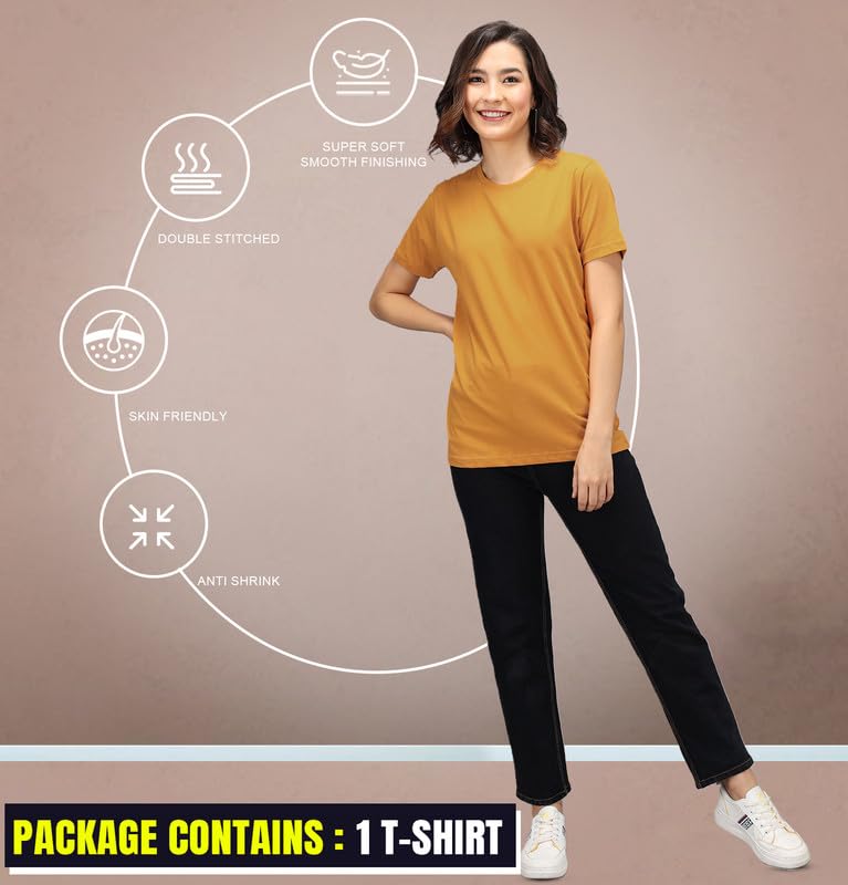 Image of Sleepynuts Women Boyfriend Plain Round Neck Half Sleeve T-Shirt