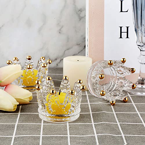 Btgllas Set Of 6 Crown Glass Tealight Candle Holder,Votive Candle Holders For Wedding, Party, Home Decoration, Jewelry Storage Tray (Glass, Gold6Pcs) #TOP4