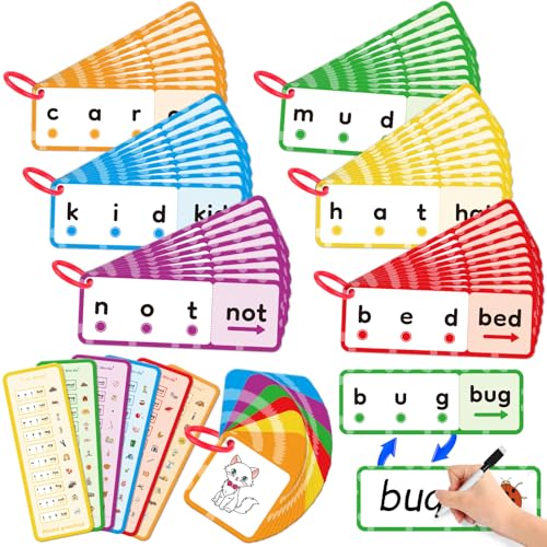 HugHush CVC Word Games, Phonics Games Flash Cards, Speech Therapy Toys for Toddlers & Kids, Learn to Read & Spell, Preschool & Kindergarten Learning Activities, Educational Toy