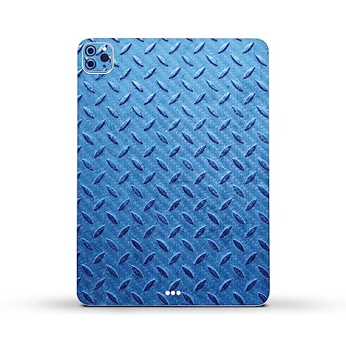 Image of MightySkins Carbon Fiber Skin Compatible with Apple iPad Pro 11 inch M2 4th Gen (2022) Full Wrap Kit - Blue Gridiron | Protective, Durable Textured Carbon Fiber Finish | Easy to Apply | Made in The USA