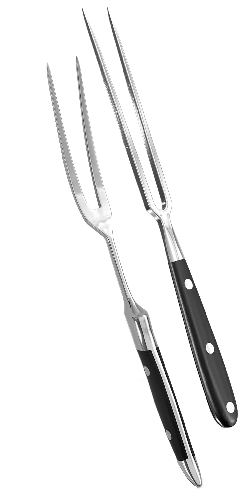 2 tenedores para trinchar carne, tenedor de carne de acero inoxidable con mango resistente al calor para asar, cocinar, servir, utensilios de tallado rectos y curvados fáciles de limpiar con diseño