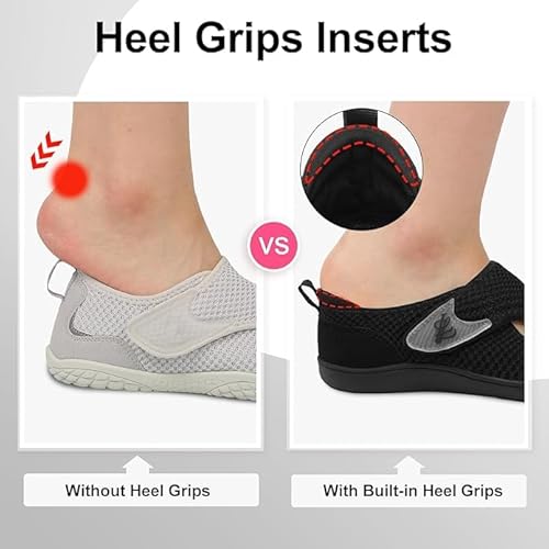 ال ران حذاء مشي عريض للنساء بتصميم جيد التهوية وقابل للتعديل بدون سقوط للاقدام العريضة (اسود، مقاس 37)