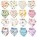 SLOSH 16 Bavaglino Neonato Bavaglini Bandana Cotone 100% Neonata Neonati Panno per Ruttino Dentizione (16pcs per Neonata)