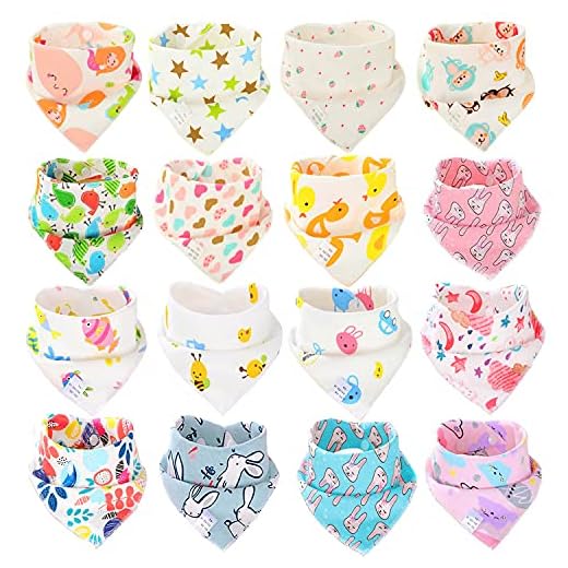 bufandas para bebes SLOSH 16 Baberos Bebe Bandanas Bufanda Toalla Drool (16pcs Niña)