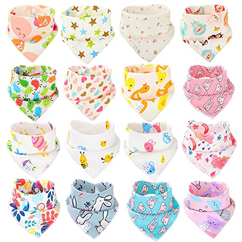 SLOSH 16 Baberos Bebe Bandanas Bufanda Toalla Drool (16pcs Niña)