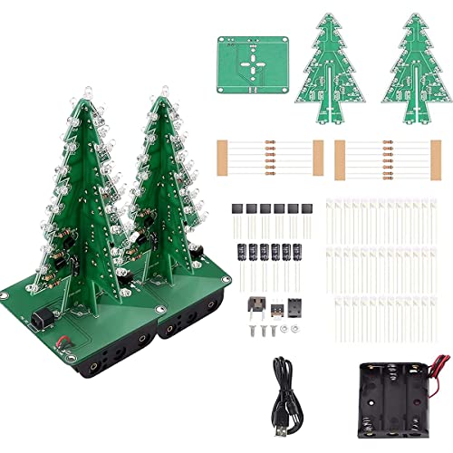 Adeept 2PCS Colorful LED Christmas Tree DIY Kits Circuit LED Electronic Assemble 3D Xmas Tree Funny Kits STEM Project PBC Board for Student Teens Soldering Practice Learning Adeept 2PCS Colorful LED Christmas Tree DIY Kits Circuit LED Electronic Assemble 3D Xmas Tree Funny Kits STEM Project PBC Board for Student Teens Soldering Practice Learning