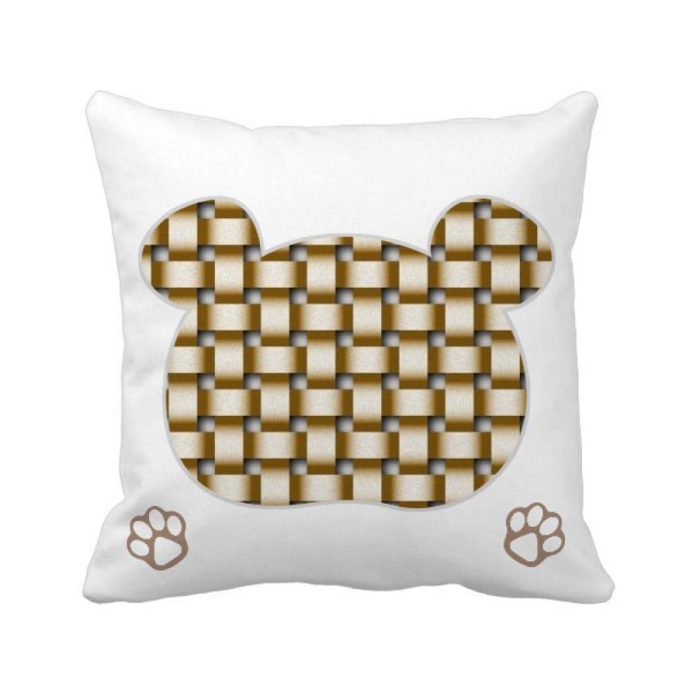 Housse de coussin en lin tricoté ours marron lavable pour famille