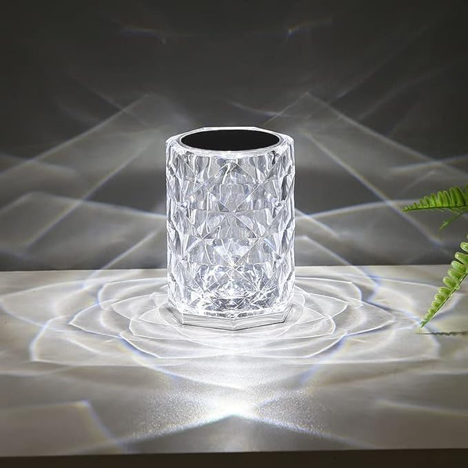 xiao Crystal Led Lamp, Crystal Diamond Table Lamp 3-Color Changing Touch Control Bedside Lamp with USB Cable Bedside Lamp,Party Dinner Decor Creative Lights. (E)
