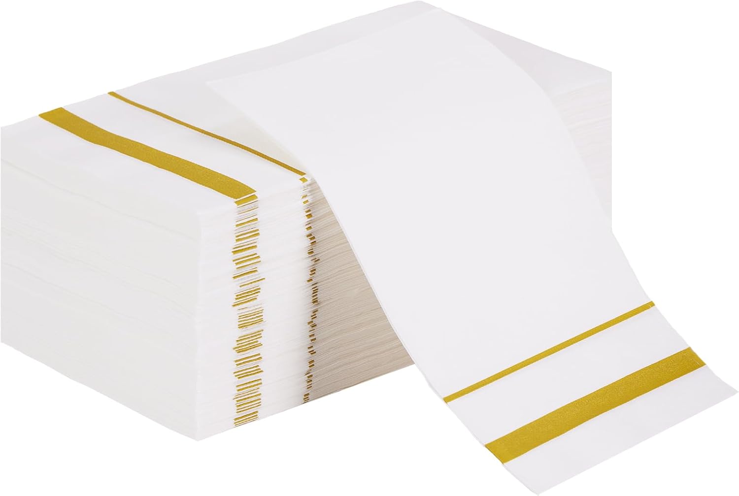 200 Pack Disposable Paper Napkins, Soft and Absorbent Paper Hand Towels, 3-Ply Gold Trim Lined Elegant Dinner Napkins for Kitchen, Wedding, Parties, Dinners or Events (15.7" x 13")