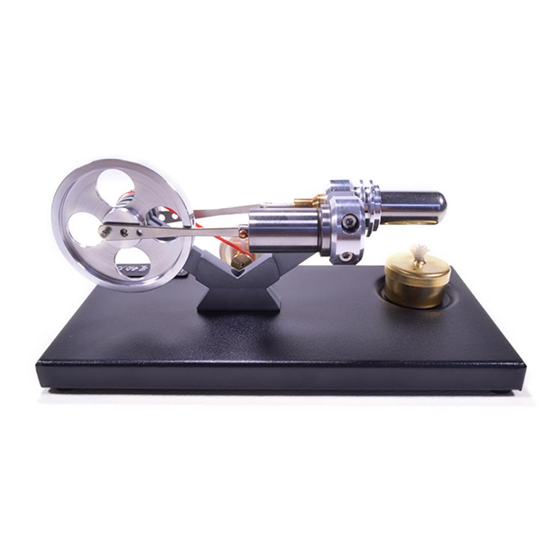 Kit de construction de moteur Stirling, générateur thermique avec lumières LED, socle métal noir, modèle vapeur DIY