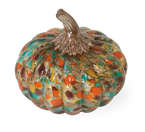 Boston International Handblown Glass Pumpkin Tabletop Dcor 5.25 x 5-Inches Confetti