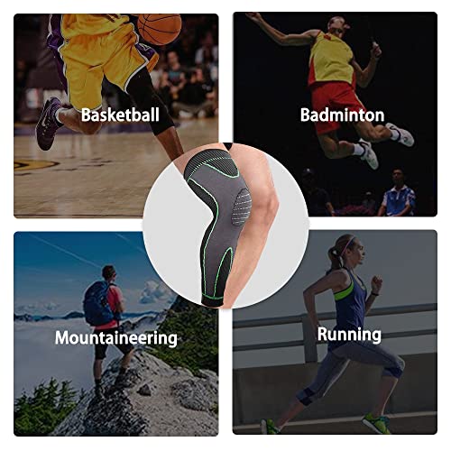 Image of Leg Compression Sleeves for Women & Men, Knee Braces for Knee Pain Knee Support Knee Pads for Basketball, Football, Running, Working Out, Arthritis (L, GREEN)