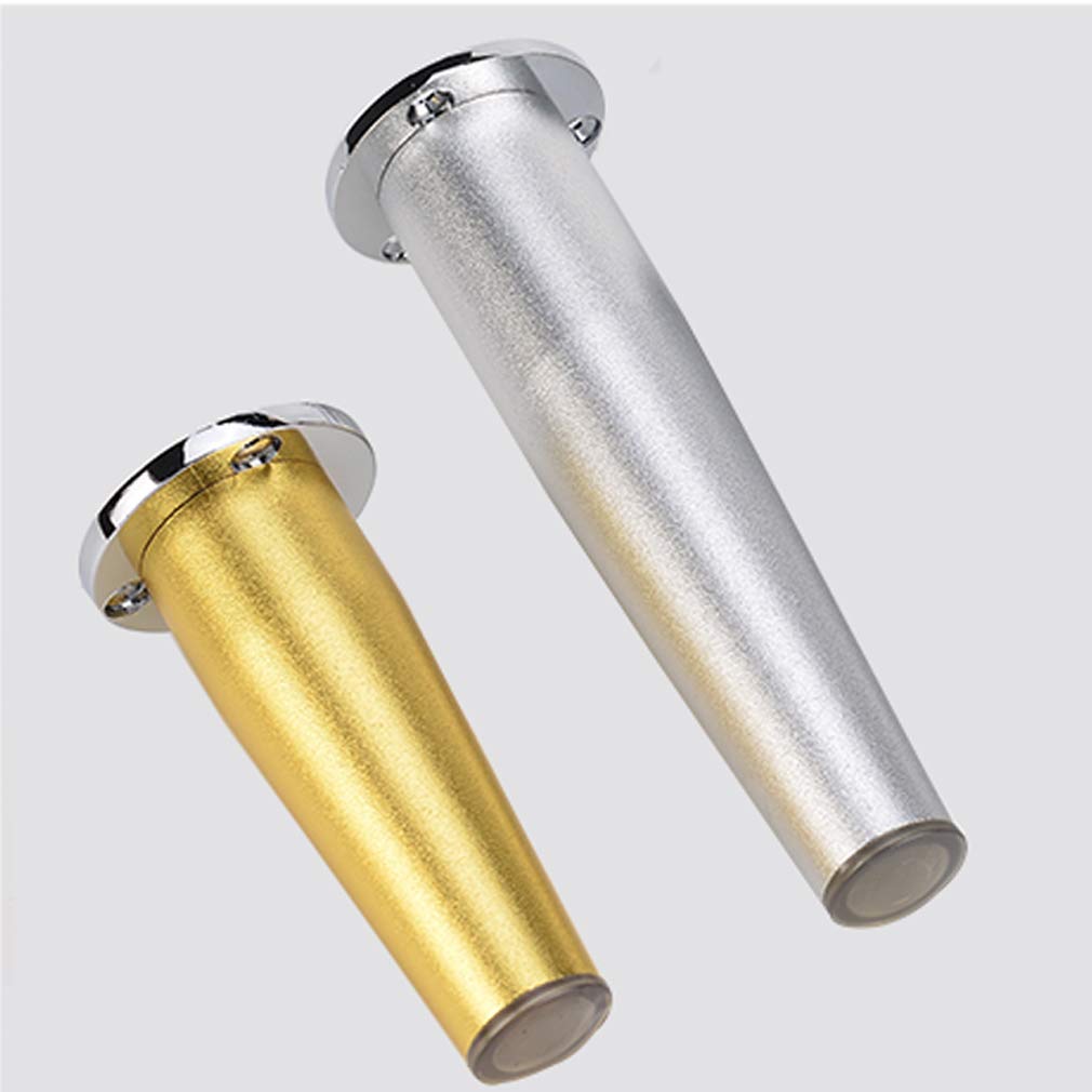 Nogi meblowe, metalowe, stożkowe, aluminiowe, do sofy, do stołu, krzesła, szafki herbacianej, z gumową matą, regulowana wysokość, antypoślizgowe (srebrne)